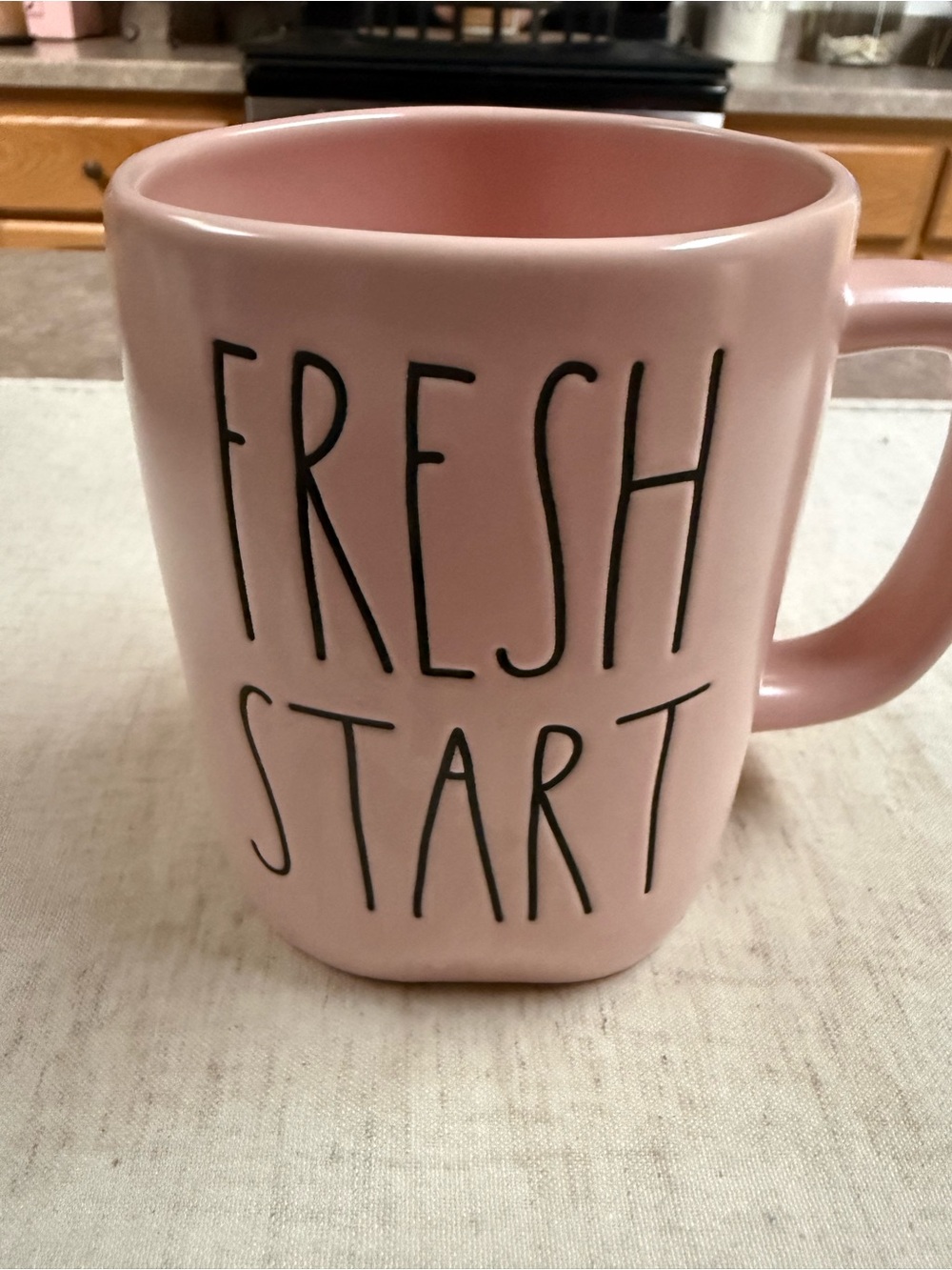 Rae Dunn Fresh Start Pink Ceramic Coffee Mug